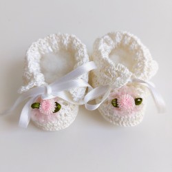 Crochet Baby Boots - Pink Flowers